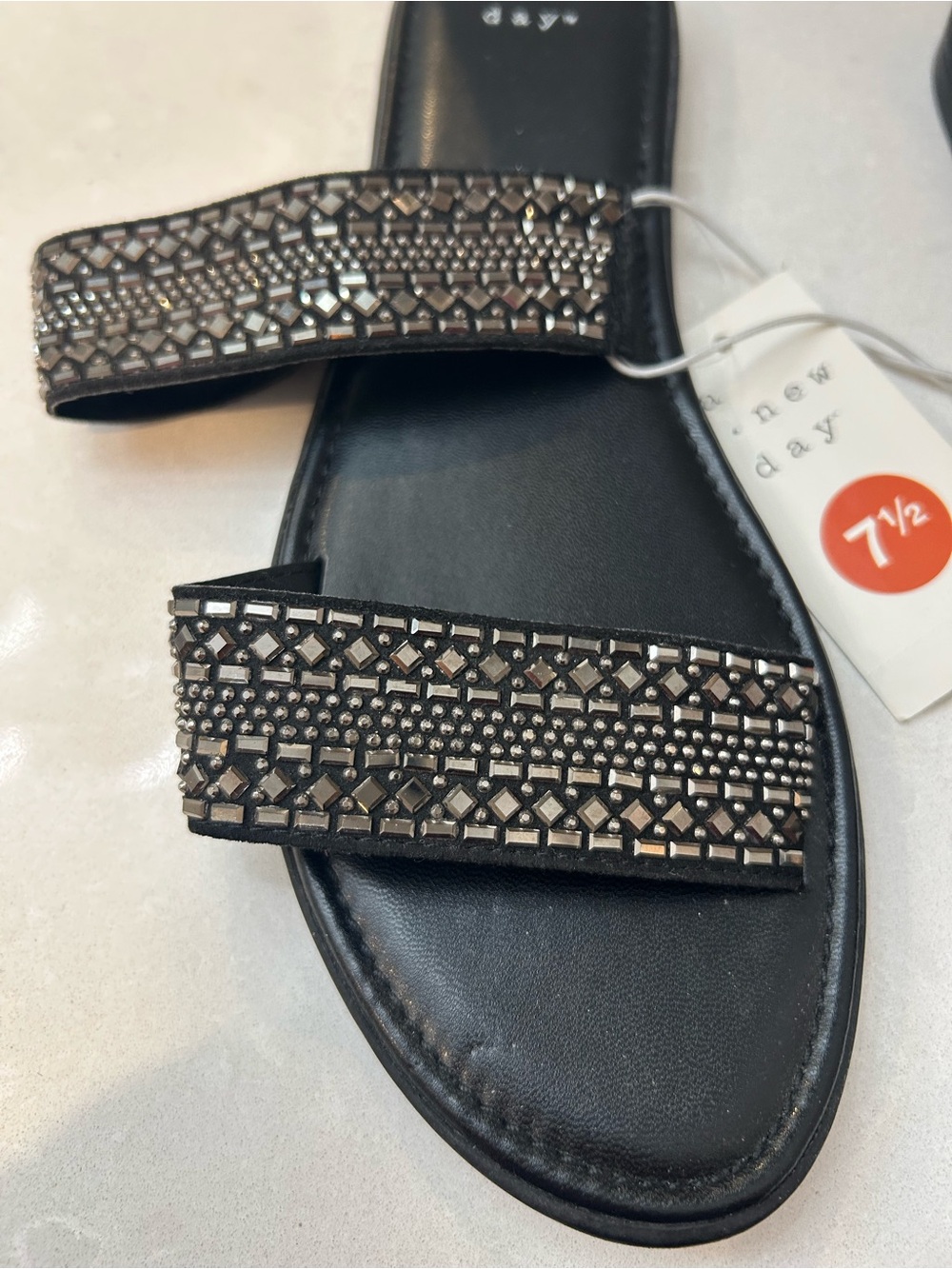 a new day Black Jeweled Double-Strap Slide Sandals - Picture 2 of 4